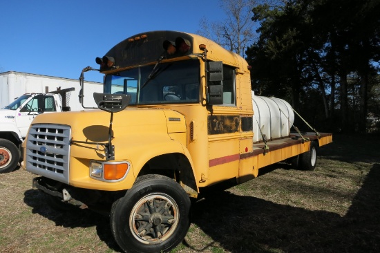 1996 FORD BUSES, DSL, AUTO TRANS, AIR BRAKES, SELLS WITH A 1000-GAL POLY TANK & PUMP (TANK HAS A SMA