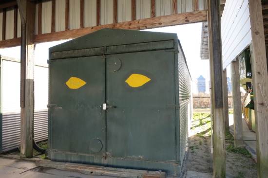 POWELL 9 BOX BARN, WOOD FRAME, 3 PHASE, WHITFIELD HEAT EXCHANGERS, BOUGHT NEW, GOOD BOXES, CALL BENN