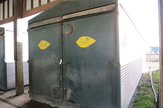 POWELL 9 BOX BARN, WOOD FRAME, 3 PHASE, WHITFIELD HEAT EXCHANGERS, BOUGHT NEW, GOOD BOXES, CALL BENN