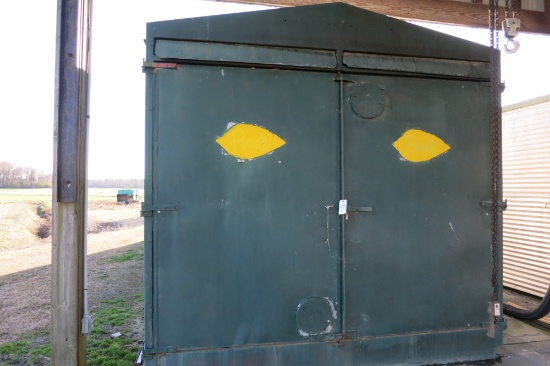 POWELL 9 BOX BARN, WOOD FRAME, 3 PHASE, WHITFIELD HEAT EXCHANGERS, BOUGHT NEW, GOOD BOXES, CALL BENN