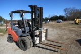2014 TOYOTA 6000# FORKLIFT, DSL, HYD SIDE SHIFT MAST, DUAL WHEELS, 1267 HRS (1-OWNER)