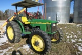 JD 5105 MFWD, DUAL REMOTES, 2 POST CANOPY, 4159 HRS, SN:110293