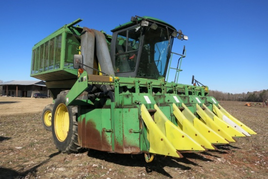 JD 9965 4 ROW COTTON PICKER, DUALS, MUD HOG, SN:0008593, 4315 ENG HRS, 3544 PICKING HRS