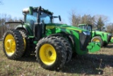 JD 8R 340. MFWD, CAB, DSL, E23 TRANS, DUALS FRONT & REAR, REAR WHEEL WEIGHTS, ILS FRONT END, SUITCAS