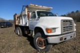 1995 FORD F-SERIES TANDEM AXLE DUMP TRUCK, FORD DSL ENG, AUTO TRANS, AIR BRAKES, 13' 6