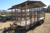 SHOP MADE 16' X 6' STOCK TRAILER, TANDEM AXLE, PIN HITCH