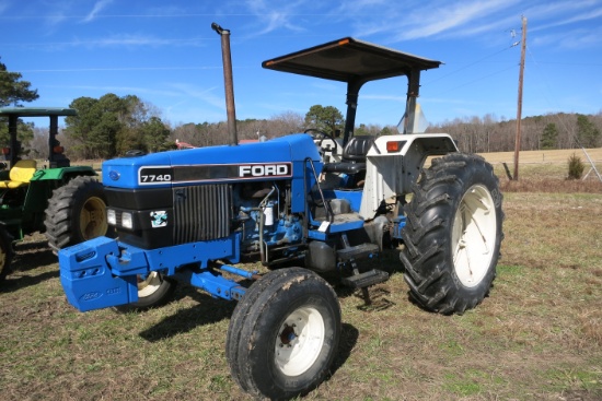 FORD 7740 TOBACCO SPECIAL, DSL, 2-POST CANOPY DUAL REMOTES, WEIGHTS, 4204 HRS WHEN STOPPED, SN:BD424