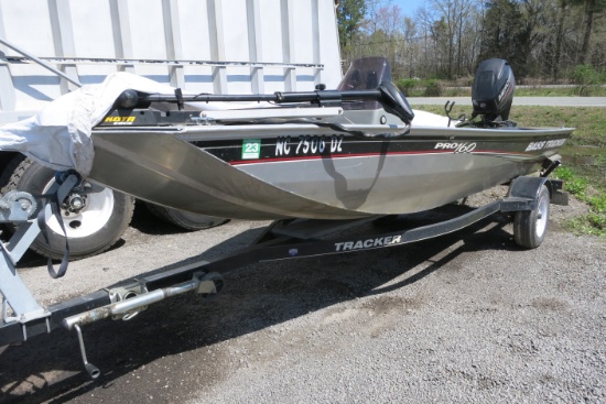BASS TRACKER 160-16', MERCURY 40 OUTBOARD MOTOR, SN:BUJ22719D414