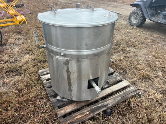 STAINLESS STEEL STEW POT US ARMY, STEAM JACKETED, 60 GAL