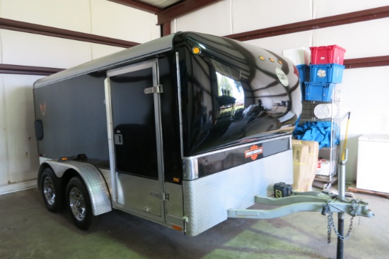 2001 WELLS CARGO MOTORCYCLE HAULING ENCLOSED TRAILER, 12', TANDEM AXLE, BALL HITCH (NICE)