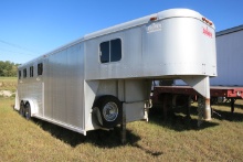 1996 SOONER 22' 4-HORSE HORSE TRAILER, GOOSENECK HITCH, TACK ROOM