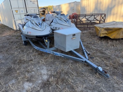 Pair Of Sea-Doo Bombardier Jet Skis And Trailer