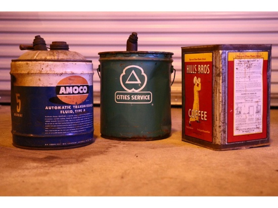 3 Vintage Large Advertising Tin Cans