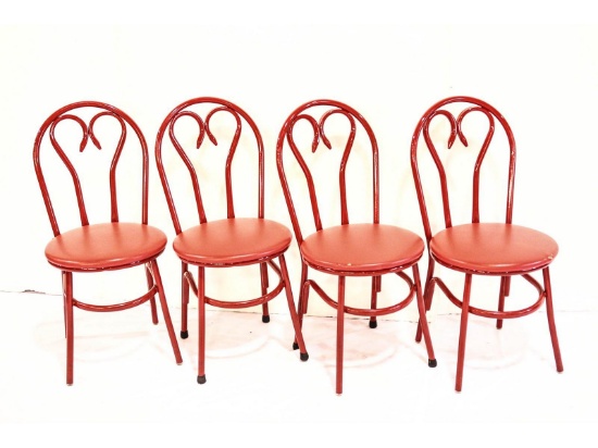 Red Metal Ice Cream Parlor Chairs