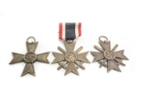 WWII Nazi Group of 3 War Merit Crosses