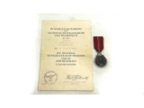 WWII Nazi Russian Front Medal w/Document