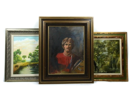 3 Framed Oil Paintings of Various Subjects