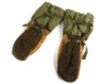 WWII Military OD & Leather Extreme Cold Mittens