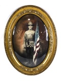 Domed Glass WWI Soldier Photo in Full Uniform