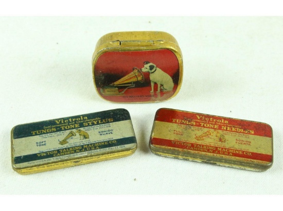 3-Piece Lot Victor Needle Tins