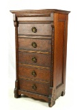 Early Columbia Oak Five Drawer Cylinder Cabinet