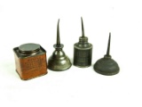 4-Piece Lot of Phono Oil and Grease Cans