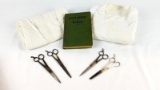 Vintage Barber Shop Smocks, Scissors and Book, Etc