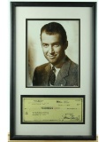 Jimmy Stewart Framed Signed Photo and Check