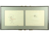 2 Original Pencil Drawings Looney Tune Characters