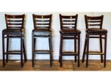 4 Wood Bar Stools High Top Table Chairs