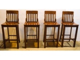 4 Wood Bar Stools High Top Table Chairs