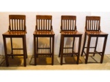 4 Wood Bar Stools High Top Table Chairs