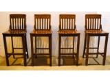 4 Wood Bar Stools High Top Table Chairs