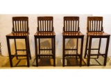 4 Wood Bar Stools High Top Table Chairs