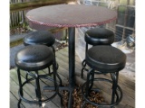 Outdoor Pub Table and 4 Bar Stools