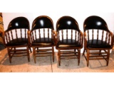 4 Black Vinyl Captains Chairs with Nail Head Trim