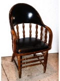 6 Black Vinyl Captains Chairs with Nail Head Trim