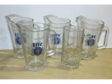 Lot of 5 Glass Pitchers Beer Miller Lite