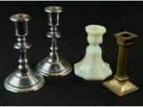 6 Misc Candlesticks, Holders and Candle Snuffer