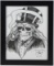 Stanley Mouse Ink Drawing Top Hat Skull Framed