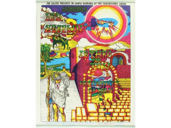 Zeppelin Tull Signed Concert Poster 1969