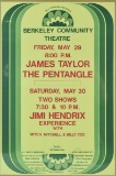 James Taylor Jimi Hendrix Berkeley Poster 1970