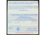 Jerry Garcia AFTRA Signed Member Card