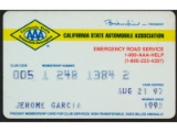 Jerry Garcia Signed CA Automobile Association Card