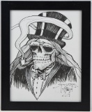 Stanley Mouse Ink Drawing Top Hat Skull Framed