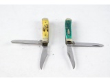 2 Case Tiny Trapper Knives Stag and Jade Bone