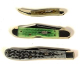 3 Case Folding Knives Farmers Jack Toothpick Bone