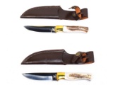 2 Frost Whitetail Cutlery Fixed Blade Knives Bone