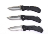 3 Frost Buckshot Folding Knives Black Plastic