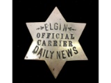 Obsolete Elgin Official Carrier Daily News Badge